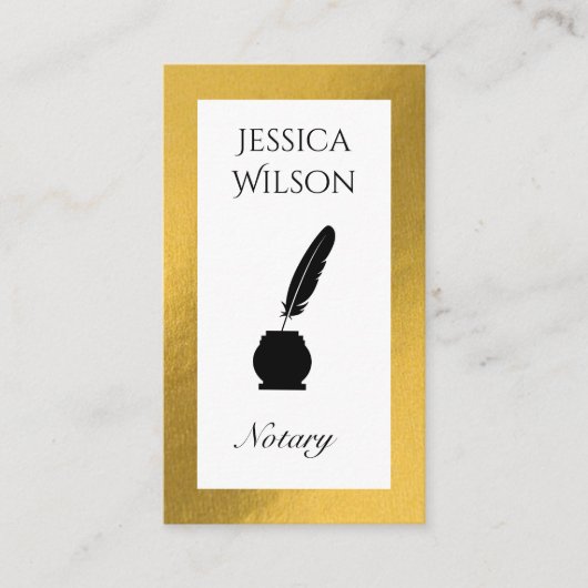 Code QR notaire plumes or cadre carte de visite (Devant)