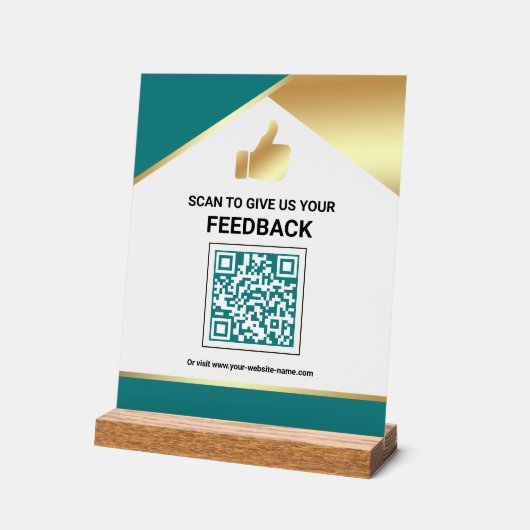 Code QR Or Doré Commentaire de Réaction de Client (Angle)