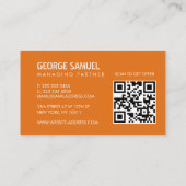 Code QR Orange de Carte de Visite en Construction (Dos)
