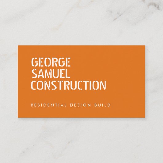 Code QR Orange de Carte de Visite en Construction (Devant)