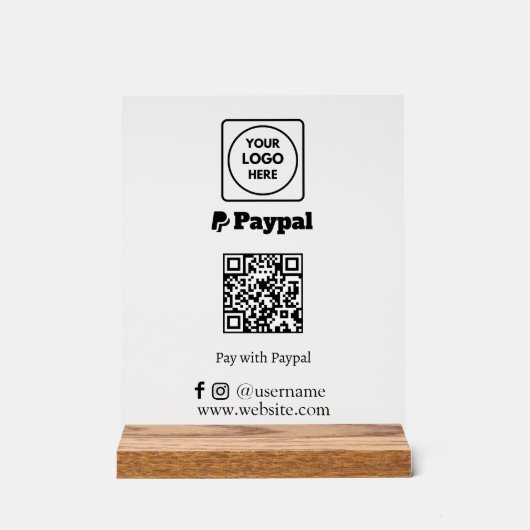 Code QR PayPal | Logo d'entreprise personnalisé po (Recto)