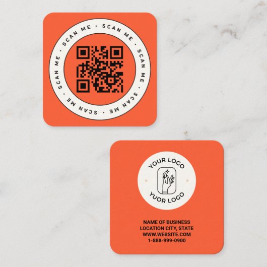 Code QR Personalisé Vierkante Visitekaartje (Voorkant / Achterkant)
