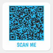 Code QR personnalisable SCAN ME bleu Carré Sticker (Devant)
