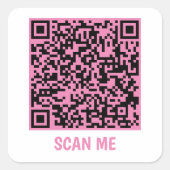 Code QR personnalisable SCAN ME Carré rose Sticker (Devant)
