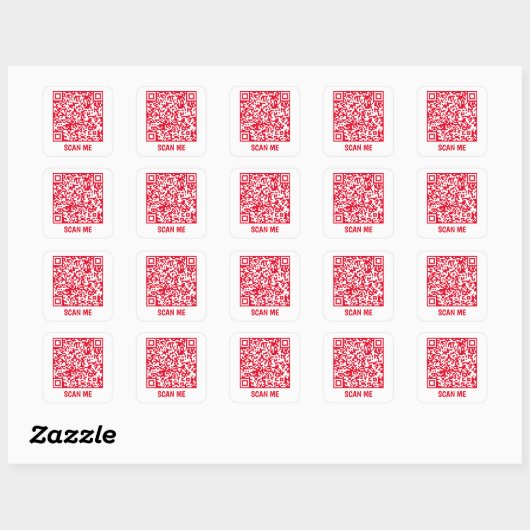 Code QR personnalisable SCAN ME Sticker Carré roug (Feuille)