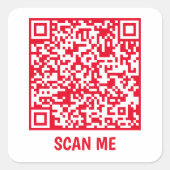 Code QR personnalisable SCAN ME Sticker Carré roug (Devant)