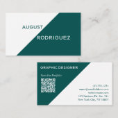 Code QR personnalisé Carte de visite blanc Turquoi (Devant / Derrière)