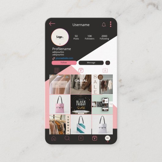 Code QR personnalisé Carte de visite-Logo Qr Insta (Devant)