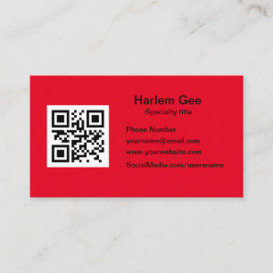 Code QR personnalisé Carte de visite rouge moderne