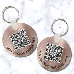 Code QR personnalisé Rose promotionnel Gold<br><div class="desc">Porte - clé promotionnel simple moderne pour votre entreprise ou organisation avec un rose brossé faux arrière - plan métallique en or. Entrez l'adresse URL de votre site Web pour créer un code QR numérisable et ajouter deux lignes de texte personnalisé,  comme votre nom d'entreprise,  slogan,  merci,  etc.</div>