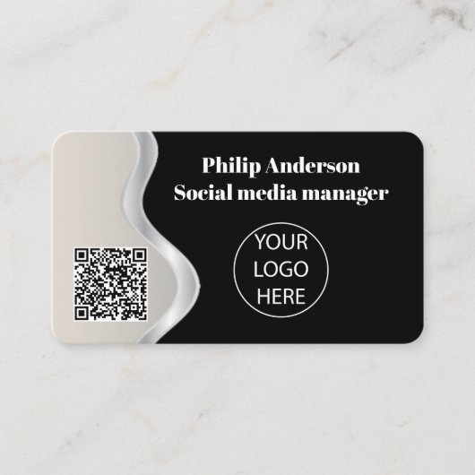 Code Qr personnalisé unique Carte de visite noir (Devant)
