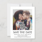 Code QR & Photo Chic Mariage Simple Carte "Save th (Recto)