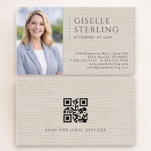 Code QR photo de lin Carte de visite d'avocat