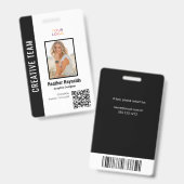 Code QR Photo d'employé Badge Noir (Avant & arrière)