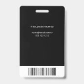 Code QR Photo d'employé Badge Noir (Arrière)