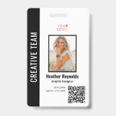 Code QR Photo d'employé Badge Noir (Avant)