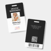 Code QR Photo d'employé Badge Noir (Avant & arrière)