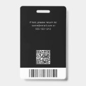 Code QR Photo d'employé Badge Noir (Arrière)
