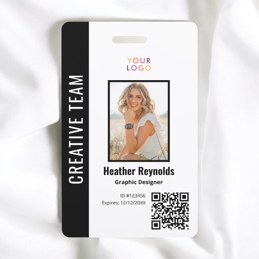 Code QR Photo d'employé Badge Noir