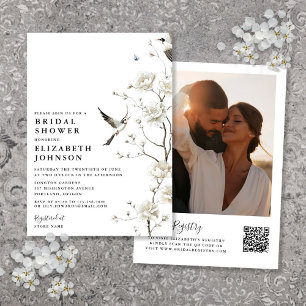 Code QR photo floral Chinois Faire-part de mariage