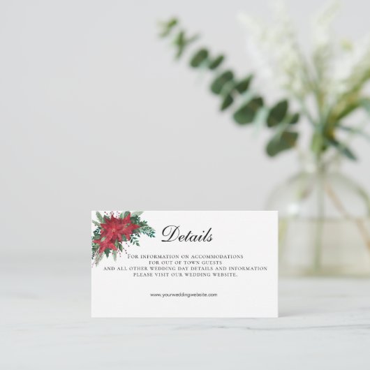 Code QR Poinsettia Détails du Mariage Carte de boî (Debout devant)