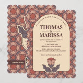 Code QR pour invitation de mariage florale rétro A (Devant / Derrière)
