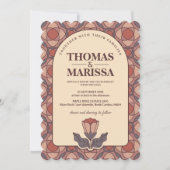 Code QR pour invitation de mariage florale rétro A (Devant)