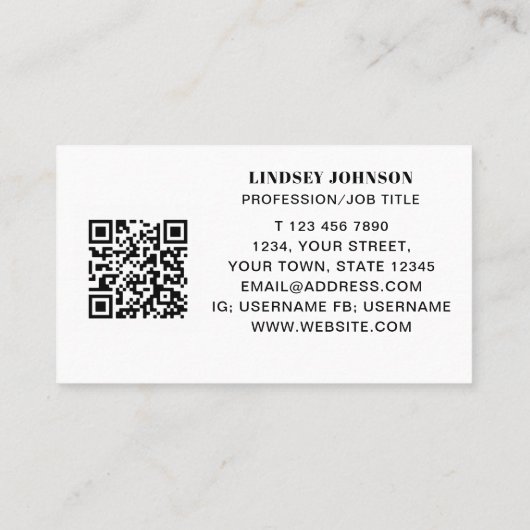 Code QR Profession/Titre du travail Carte de visit (Dos)