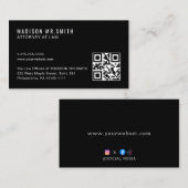 Code QR professionnel minimal Carte de visite noir (Devant / Derrière)