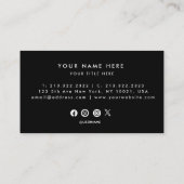 Code QR professionnel minimal Carte de visite noir (Dos)