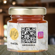 Code Qr promotionnel en marbre blanc