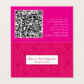 Code QR rose chaud plié Carte de visite floral (Extérieur déplié)