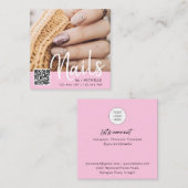 Code QR rose clous photo cartes de visite (Devant / Derrière)