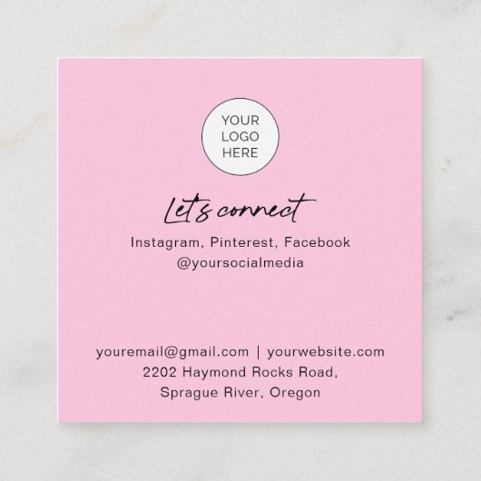 Code QR rose clous photo cartes de visite (Dos)