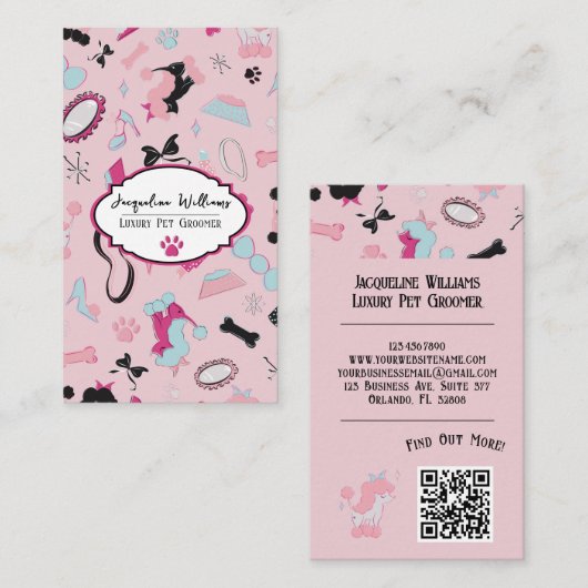 Code QR Rose Féminin Cartes de visite pour Toilett (Devant / Derrière)