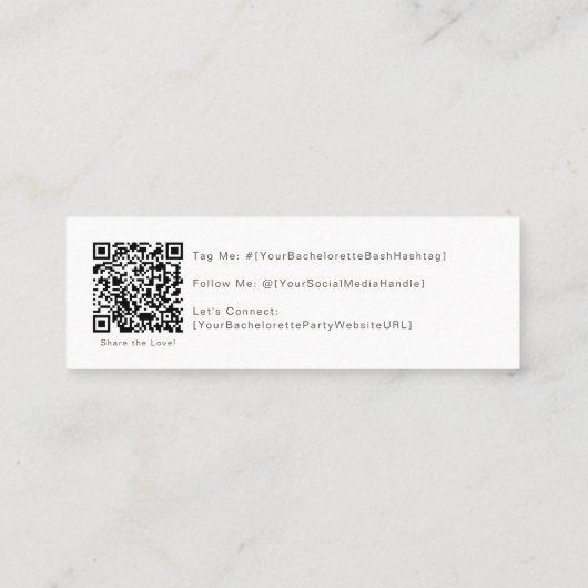 code qr rose médias sociaux carte bachelorette (Dos)