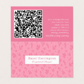 Code QR rose plié Cartes de visite simples Fleurs (Extérieur déplié)