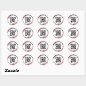 Code QR rose vierge et Sticker rond de texte perso (Feuille)