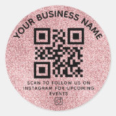 Code QR rose vierge et Sticker rond de texte perso (Devant)