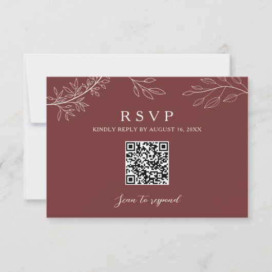Code QR RSVP Botanique Élégant pour Mariage Terre (Devant)