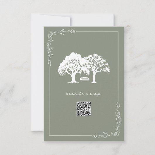 Code QR RSVP Mariage Arbres Rustiques Vert Sauge (Devant)