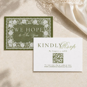 Code QR RSVP Mariage Argent Ancien Vert Olive Dent