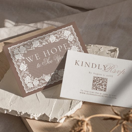 Code QR RSVP Mariage Argent Vieilli Dentelle Vinta