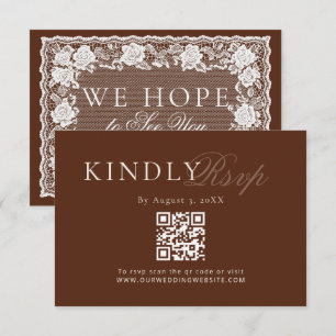 Code QR RSVP Mariage Argent Vieux Broderie Anglais
