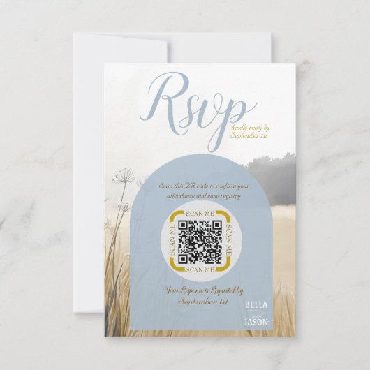 Code QR RSVP Prairie Côtière | Arche Bleue Élégant (Devant)