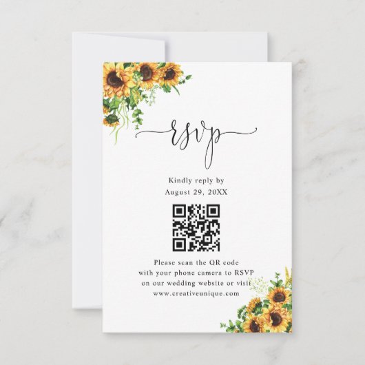 Code QR RSVP Site Web de Mariage Fleurs Jaunes (Devant)