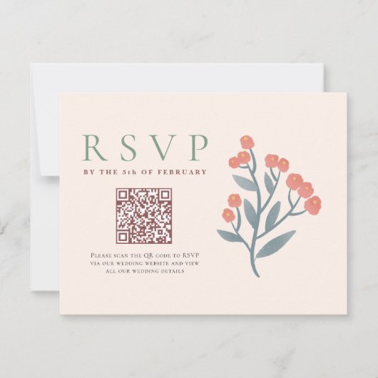 Code QR rustique Boho Fleurs sauvages mariage RSVP (Devant)