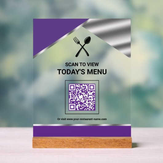 Code QR sans contact de restaurant Menu Violet (Neutre)