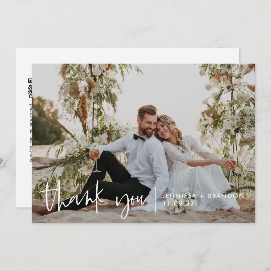 Code QR Script Mariage moderne Merci photo (Devant / Derrière)