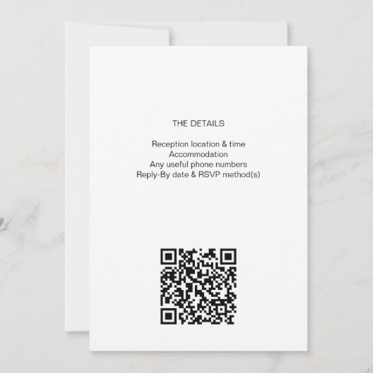 Code QR simple et moderne Faire-part de mariage RS (Dos)